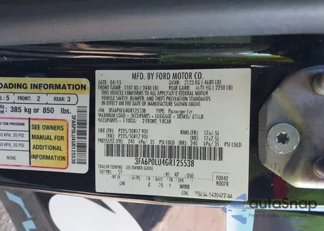 2016 Ford Fusion Hybrid Se from USA, damaged, VIN 3FA6P0LU4GR125538